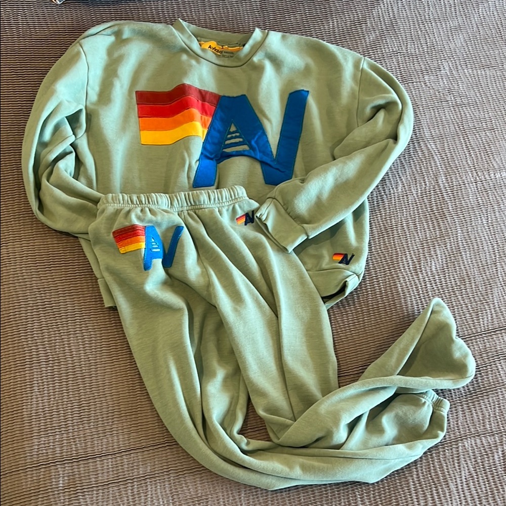 Aviator Nation Sage Green Sweat set